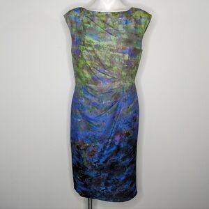 Saks Fifth Avenue Black Label green blue sleeveless dress 10